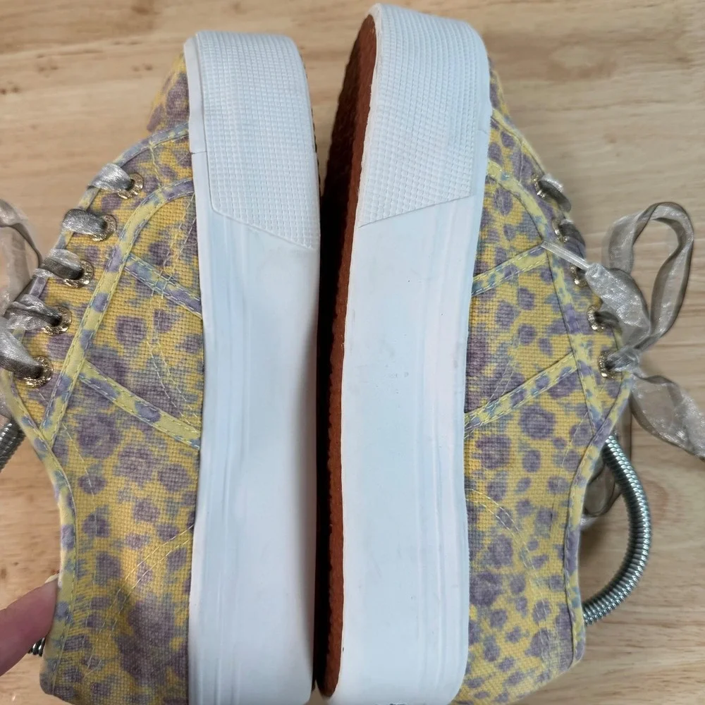 Superga x LoveShackFancy Platform Sneakers Women's Yellow Floral Low Top - 6.5